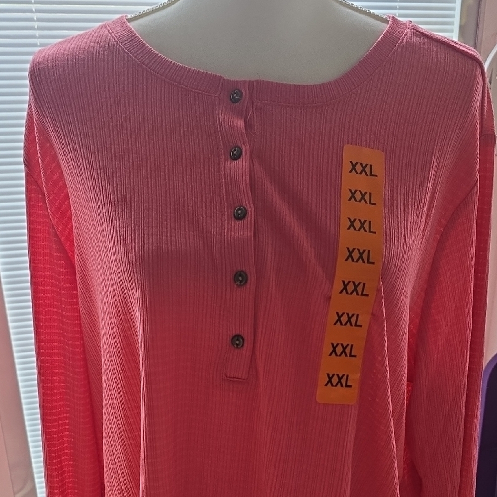 G.H. Bass & Co. Pink Textured Henley Top